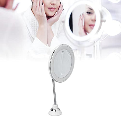 Lighted Makeup Mirror, 10x Magnifying Mirror Suction Cup with Light 3 Color Modes and Adjustable Brightness 360°Swivel for Vanity