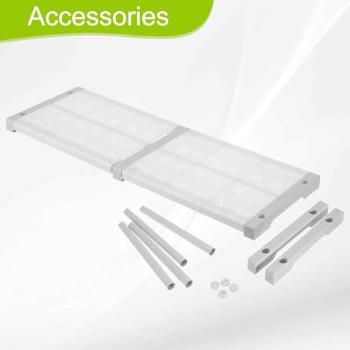 HARFINGTON Expandable Cabinet Tension Shelf 18.5" to 26.77" Adjustable Cabinet Organizer 32" x 9.45" Flower Pattern Table Storage Rack for Wardrobe Cupboard Kitchen Bedroom - size: 47cm to 68cm