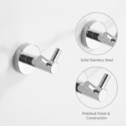 Wall Hook Stainless Steel Adhesive Mount for Bathroom Tile and Glass, Drill-Free Holder for Wet Towels and Robes (1 Piece) - size: 2.64 x 1.97 x 1.65 in
