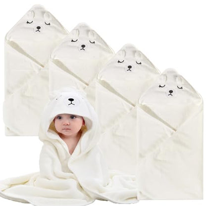 Baby Essentials Hooded Towel Set, 4-Pack Soft Ultra Absorbent 31.5x31.5 inch Towels for Boy and Girl, Toddler, Infant (White Bear) - color: 10 White Bear-4pack