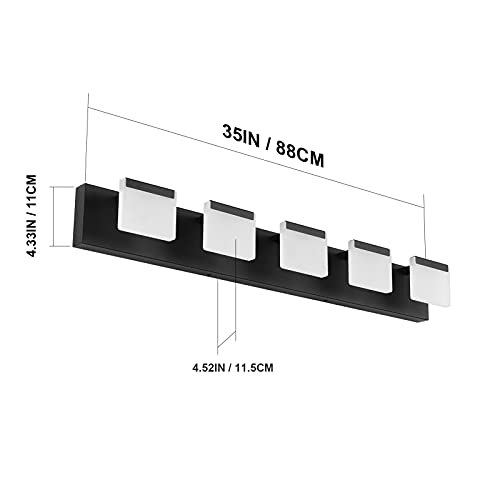 Ralbay LED Modern Bathroom Vanity Light - 5 Light Acrylic Matte Black Vanity Lighting Fixture - color: Black, size: 5-Light