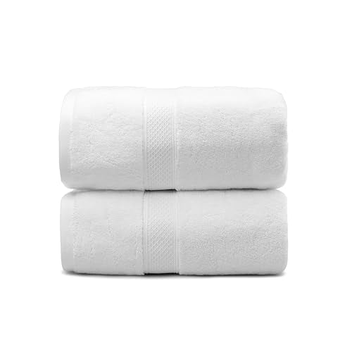 Fluffy Cotton Bath Towels Set650GSM,2-Piece Set, Thickened and Enlarged(31.5x63 inches),Super Absorbent,Soft,Suitable for Hotel, Bathroom, Swimming Pool, SPA,Gift(White) - color: White, size: Bath Towel 31.5 x 63 inches