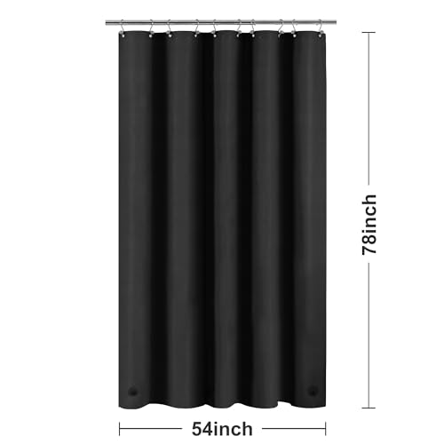 Barossa Design 54W x 78H Stall Shower Curtain Liner PEVA Plastic, Black | Waterproof PEVA, 3 Bottom Magnets, Metal Grommets, Lightweight Plastic Shower Liner 54x78 Inches for Bathroom Stall - color: Black, size: 54"W x 78"L (Pack of 1)