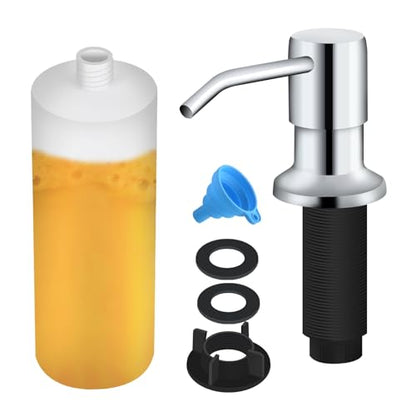 Soap Dispenser for Kitchen Sink, Built in Sink Soap Dispenser Lotion Dispenser with 17 OZ Bottle, Refill from The Top Bar Sink Soap Dispenser, Chrome - color: Chrome
