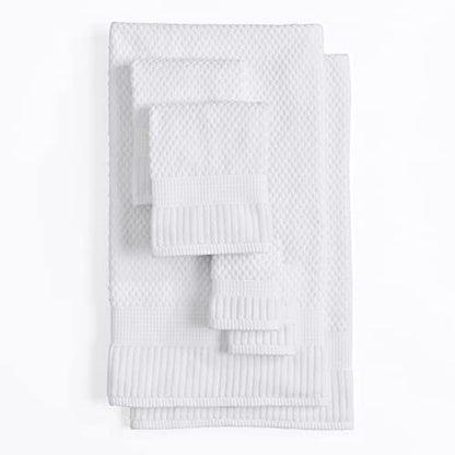 NY Loft 100% Cotton 6-Piece Bath Towel Set | White | Oeko-TEX | Quick-Dry | 30" x 52" Bath Towels | 16" x 28" Hand Towels | 12" x 12" Washcloths | Super Absorbent | Designer-Styled Texture - color: Bright White, size: 6 Piece Set
