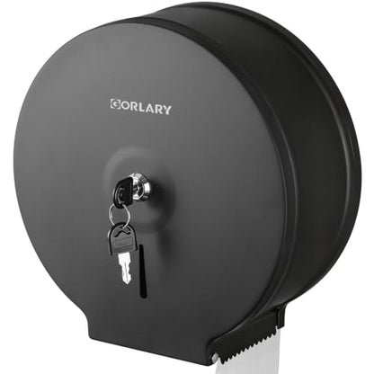 Gorlary Commercial Jumbo Toilet Paper Dispenser with Lock, Matte Black | Wall Mount Stainless Steel Roll Holder, 9 inch Commercial Toilet Paper Roll Holder for Bathroom Office Restaurant - color: Black-without Shelf