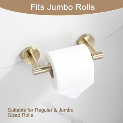 BGL Toilet Paper Holder Brushed Gold Wall Mount, Bathroom Toilet Paper Holder Brushed Nickel SUS 304 Stainless Steel, Double Post Pivoting Toilet Paper Roll Holder for Bathroom RV - color: Brushed Gold