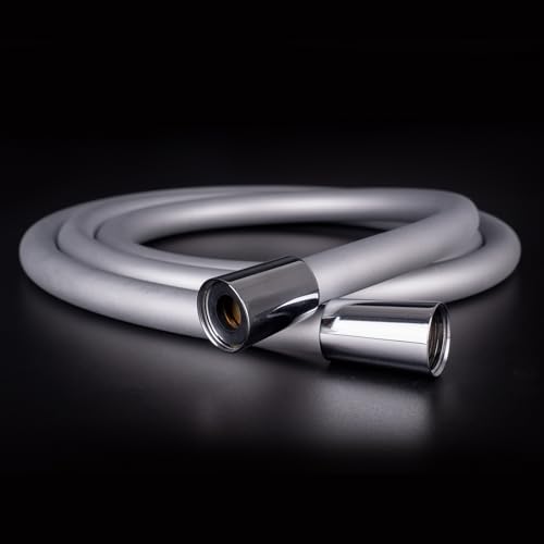 Shower Hose, Ultra-Soft Silicone Shower Hose Extension, Anti-Kink Designed Long Handheld Shower Head Hose Replacement with Brass Insert and Nut, 119 Inches, Silver - color: Silver, size: 119 Inches