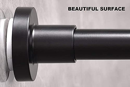 Shower Curtain Rod 43-73 Inches Matte Black, Rustproof and Non-Fall Down Spring Tension Rod for Window or Bathroom, Stainless Steel - color: Black