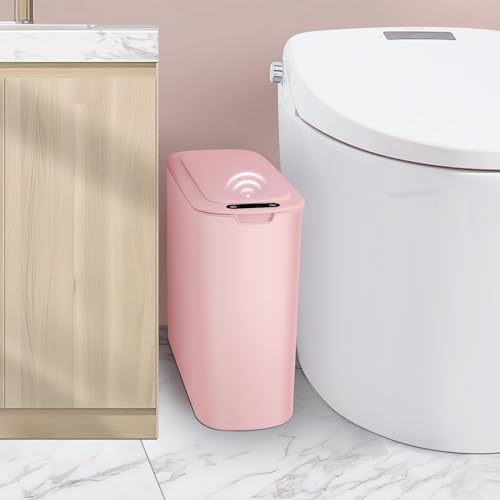Cesun Automatic Small Bathroom Trash Can with Lid, 2.6 Gallon, Pink | Motion Sensor, Plastic, Touchless, Odor Control, Smart Garbage Can, Battery Operated, Manual Button, for Office/RV/Bedroom - color: Pink