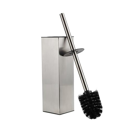 BGL Square Toilet Brush with Holder,Stainless Steel Rubber Painted Toilet Bowl Brush and Holder for Bathroom,2 Cleaner Brush Heads,Brushed Nickel - color: Brushed Nickel