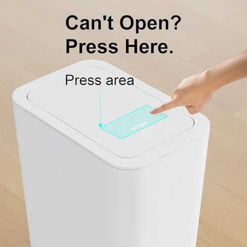 N. NETDOT 3 Pack Small Trash Can with lid, 3 Gallon Bathroom Trash Can,Garbage Can Slim Trash Bin Waste Basket for Bathroom,Kitchen,Bedroom,Living Room,Office,Laundry - Off White - color: Off White, size: 3 X 3 Gal