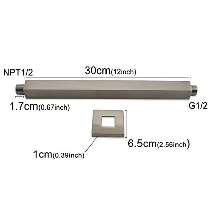 ENGA Brass 12-Inch Ceiling Mount Shower Arm (Brushed Nickel) - color: Brushed Nickel, style: 12 Inch