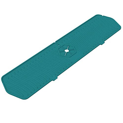 Kitchen Faucet Sink Splash Guard, 24" x 5.6'' Upgrade Silicone Faucet Water Catcher Mat, Sink Draining Pad Behind Faucet, Rubber Drying Mat for Countertop, Bathroom, Farmhouse, RV (Green) - color: Green, size: 24" x 5.6"