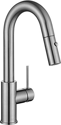 AS59BN Brushed Nickel Bar Faucet or Prep Kitchen Sink Faucet with Pull Down Sprayer and Single Handle - color: Brushed Nickel, style: Classic
