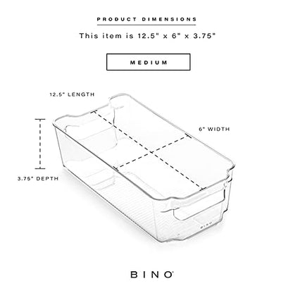 BINO | Stackable Storage Bins, Medium - 2 Pack THE STACKER COLLECTION Clear Plastic Built-In Handles BPA-Free Containers for Organizing Kitchen Pantry Multi-Use Organizer Bins - size: Medium