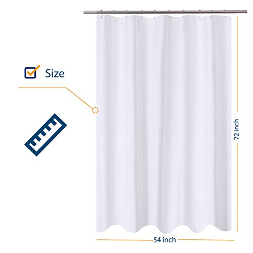 N&Y HOME Fabric Shower Curtain Liner 54 x 72 inches Bath Stall Size, White | Hotel Quality, Bottom Magnets, Machine Washable, Water Repellent, 54x72 Bathroom Curtain with Grommets - color: White, size: 54"W x 72"L (Pack of 1)
