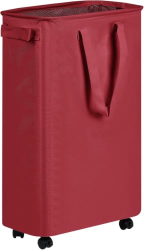 efluky Slim Laundry Hamper with Wheels, Rolling Laundry Basket for Clothes, Small Laundry Basket for Bedroom, Dorm and Laundry Room, 60L (12.7 Gallons) Red - color: Red, size: 60L