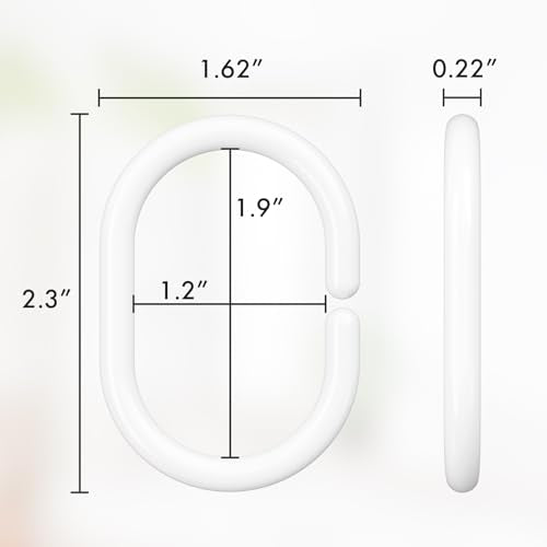 White Shower Curtain Hooks Rings, 24 Pcs Plastic Shower Curtain Rings, Plastic Shower Curtain Hooks for Bathroom Shower Rod, White Shower Hooks Rings Loops for Shower Curtain - color: White