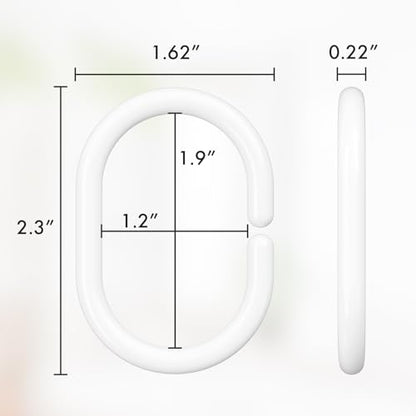 White Shower Curtain Hooks Rings, 24 Pcs Plastic Shower Curtain Rings, Plastic Shower Curtain Hooks for Bathroom Shower Rod, White Shower Hooks Rings Loops for Shower Curtain - color: White