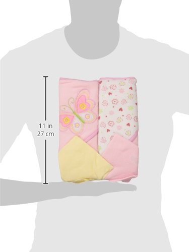 Spasilk Bath Hooded Towels & Washcloths Set for Babies, 2 Hooded Terry Bath Towels & 2 Washcloths, Pink Butterfly - color: Pink Butterfly