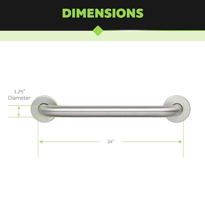 Homewerks 068 HW11424SS 24 inch Bathroom Grab Bar with 1-1/4 Inch Diameter and Concealed Screws ADA Compliant, Stainless Steel - color: 1.25 Inch Diameter, size: 24 Inch