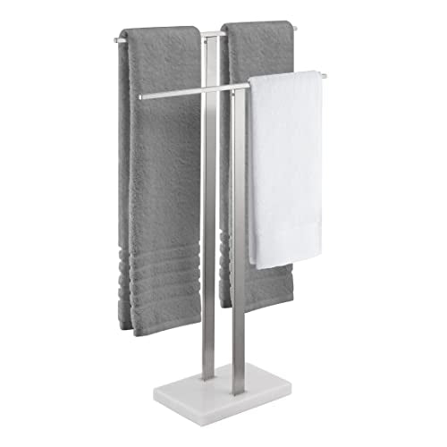 KES Standing Towel Racks for Bathroom 2-Tier, Floor Towel Rack Stand with Heavy Marble Base, Upgrade Steady Freestanding Design, Pro-Grade 18/8 Stainless Steel Brushed Finish, BTH217-2 - color: Brushed Finish, size: 33” H (2-tier)