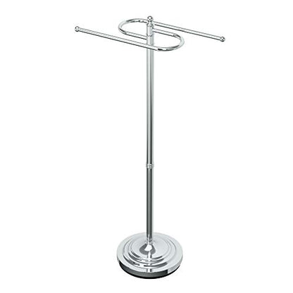Gatco 1505, Modern Round Base Floor Standing S Style Towel Holder, Chrome / 38" H Freestanding Hand Bath Towel Stand for Bathroom - color: Chrome