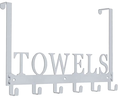 Over The Door Hooks, Towel Rack for Bathroom, Door Mount Towel Hooks Bath Towel Hanger for Bedroom Kitchen Pool Beach Towels Bathrobe Wall Mount Towel Holder for Bathrooms (6 Hooks, Silver Grey) - color: Silver Grey, size: 6 Hooks