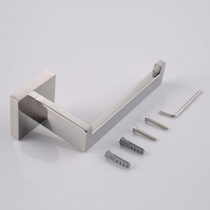 TASTOS Toilet Paper Holder Brushed Nickel 2 Pack, Toilet Tissue Roll Holders Dispenser and Hangers Wall Mounted for Bathroom & Kitchen, Stainless Steel Modern Square Style (Silver) - color: Brushed, size: Square (2 pack)