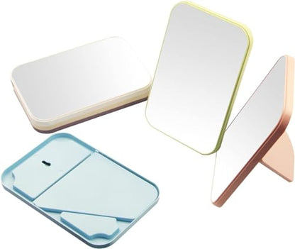 8-Inch Desktop Pink Princess Mirror, Table Desk Wall Hanging Dual-Purpose Square Mirror - color: Pink