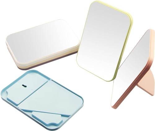 8-Inch Desktop & Portable Princess Makeup Mirror - Table, Desk & Wall Hanging Dual-Purpose Square Mirror - Blue - color: Blue