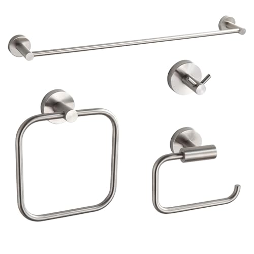 Bathroom Accessories Set 4 Piece Bathroom Hardware Set Stainless Steel 304 Brushed Nickel Bathroom Accessories Set Wall Mounted