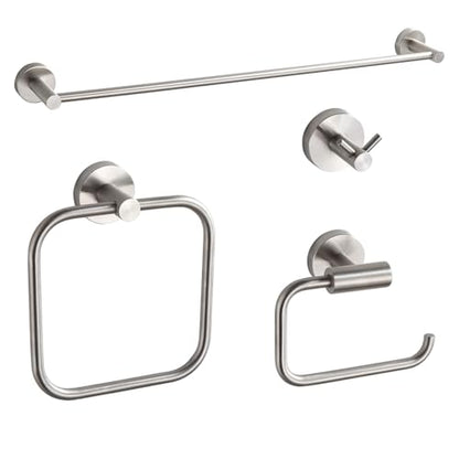 Bathroom Accessories Set 4 Piece Bathroom Hardware Set Stainless Steel 304 Brushed Nickel Bathroom Accessories Set Wall Mounted
