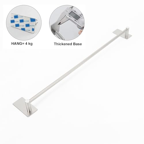 NearMoon Self Adhesive Bathroom Towel Bar- Stainless Steel Bath Wall Shelf Rack Hanging Towel Stick On Sticky Hanger Contemporary Style, NO Drilling (1 Pack, Brushed Nickel, 27-Inch Towel Rack) - color: Brushed Nickel, size: 27-Inch
