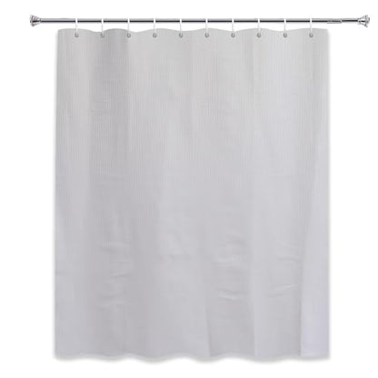 White Waffle Shower Curtains 65 Inches Long for Step in Tub with 12PK Hooks | Water-Repellent Fabric 12PK Hooks - color: White, size: 70"W x 65"L (Pack of 1)