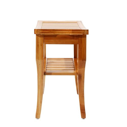 soges Bamboo Shower Bench, Waterproof Shower Stool with Storage Shelf, Wood Bath Organizer Seat, KS-HSJ-04 - color: Teak