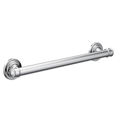 Moen YG6418CH Bathroom Safety 18-Inch Stainless Steel Traditional Bathroom Grab Bar, Chrome - color: Chrome
