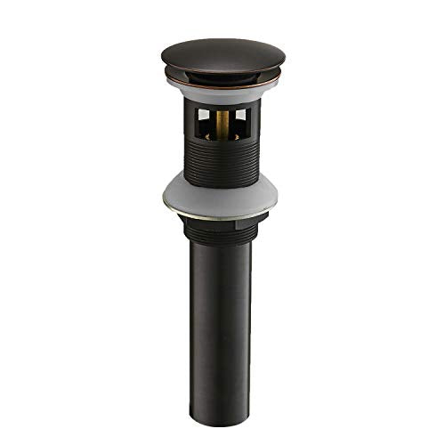 15/8" Bathroom Faucet Vessel Vanity Sink Pop Up Drain Assembly Stopper Plug | with Overflow Fits Bathroom Standard Sink Hole 1-1/2" to 1-3/4" Oil Rubbed Bronze Push & Seal by Homevacious - color: Oil Rubbed Bronze, style: With Overflow