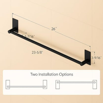 KES Bathroom Towel Bar Usable Length 24-Inch Adhesive Hand Towel Holder No Drill Wall Mounted SUS 304 Stainless Steel Matte Black, A7000S60B-BK - color: Matte Black, size: 23.6-Inch