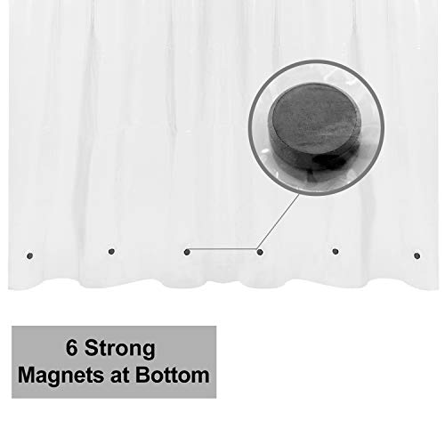 Barossa Design Heavy Duty Shower Curtain Liner with 6 Magnets, Clear, 72x72 | 8G Thick PEVA, 6 Bottom Magnets, Waterproof Vinyl & See Through, Metal Grommets, Heavy Plastic Shower Curtain for Bathroom - color: 1b. Clear-heavy, size: 72"W x 72"L (Pack of 1