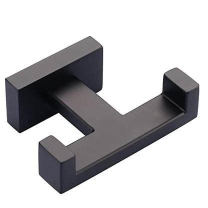 Double Bathroom Towel Hook for Wall Mounted - Matte Black Modern Towel Holder - Heavy Duty Coat Robe Hooks for Wall - Stainless Steel Shower Towel Hanger - color: Matte Black