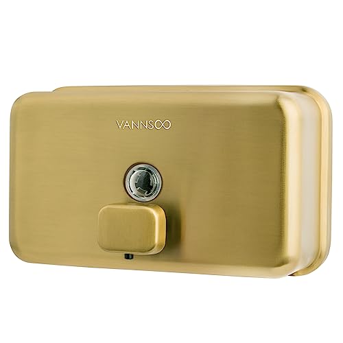 Wall Mounted Commercial Soap Dispenser Bathroom, Horizontal Gold | 1200ml 40oz Stainless Steel Liquid Hand Sanitizer Dispenser - color: Horizontal Gold