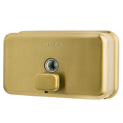 Wall Mounted Commercial Soap Dispenser Bathroom, Horizontal Gold | 1200ml 40oz Stainless Steel Liquid Hand Sanitizer Dispenser - color: Horizontal Gold