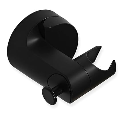 Hand held Showerhead Holder Wall Mounted - Wide Anlge Adustable - Bathroom Suction Cup Shower Hose Holder (Matte Black) - color: Matte Black
