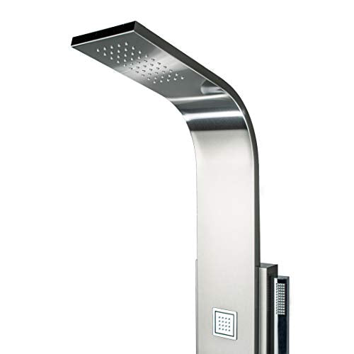 Blue Ocean 59 Inch Stainless Steel SPS8897 Shower Panel with Rainfall Shower Head, Body Nozzles, and Handheld Shower Head - style: 59 inch with 4 body Nozzles