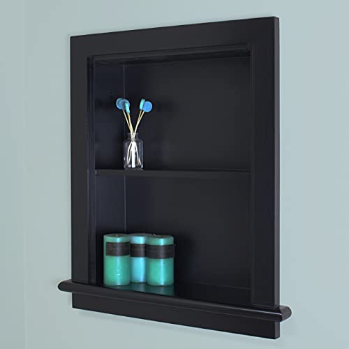 14x18 Aiden Recessed Wall Niche Medicine Cabinet Replacement, in The Wall Bathroom Cabinet Insert Shelf/Shelves, Made in North America, Real Wood, NO MDF, Plain, Black - color: Black, size: 14x18