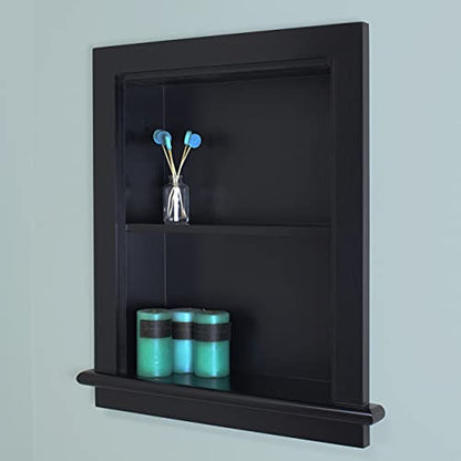 14x18 Aiden Recessed Wall Niche Medicine Cabinet Replacement, in The Wall Bathroom Cabinet Insert Shelf/Shelves, Made in North America, Real Wood, NO MDF, Plain, Black - color: Black, size: 14x18