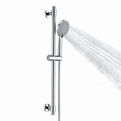 Adjustable 30-Inch Shower Slide Bar with 5-Function Handheld Shower Head, Stainless Steel Wall Mount Shower Slide Bar Set with Extra Hose (Chrome) - color: Chrome