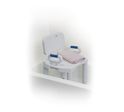 Drive Medical Shower Chair with Back and Arms, White, 350 Lb Capacity | Bathroom Bench Offers Back and Arms with Suction Tip Legs for Added Stability and 350 Lb Weight Capacity